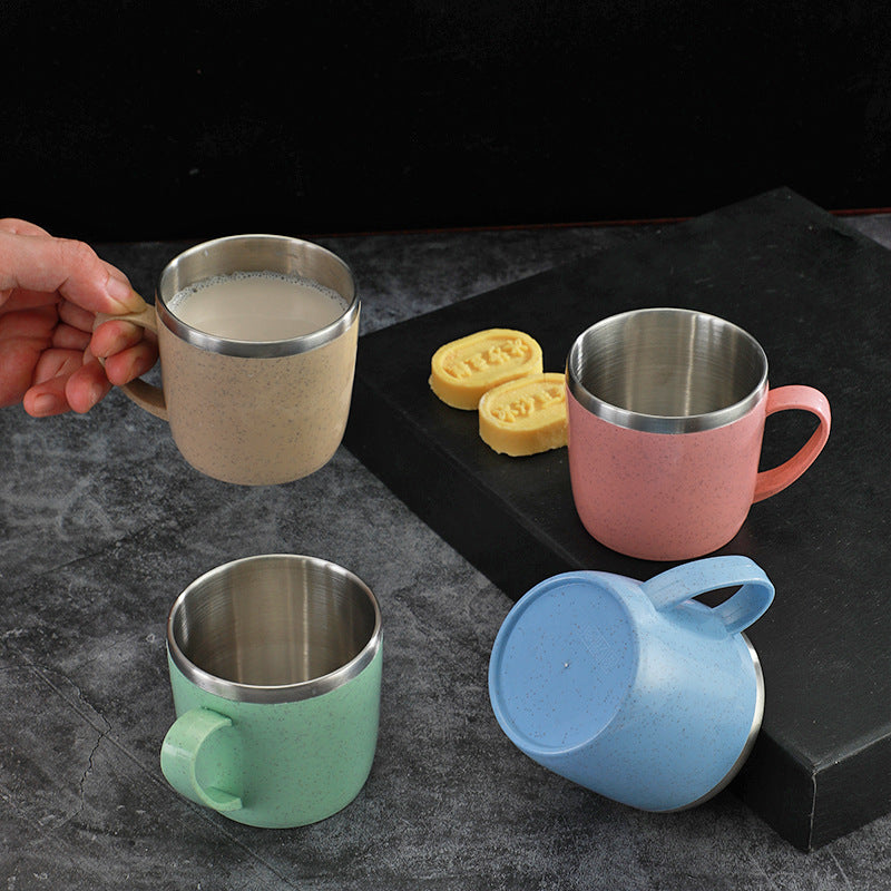 Stainless Steel Eco Mug with Wheat Straw