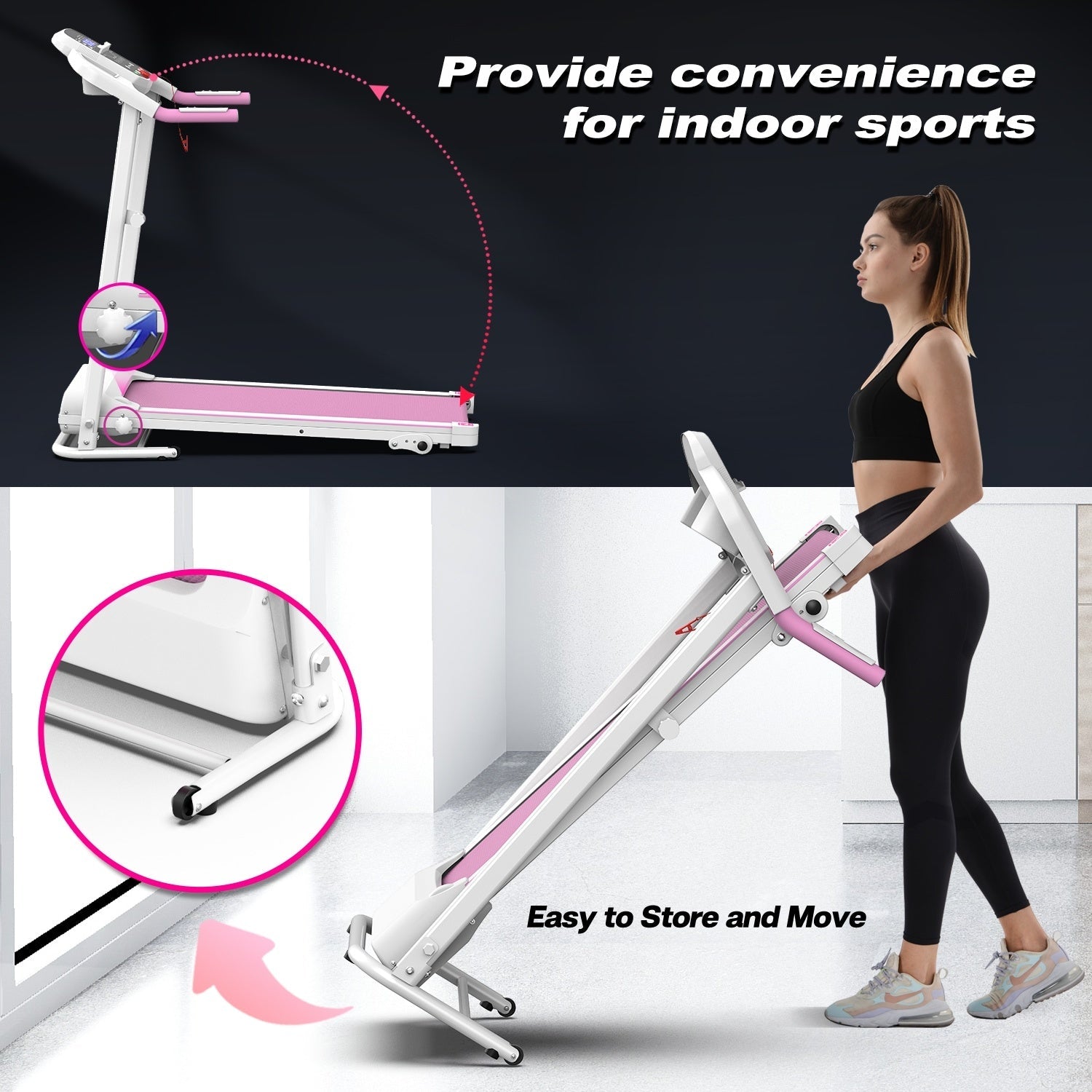 Folding Treadmill with Pulse Sensor, 2.5HP