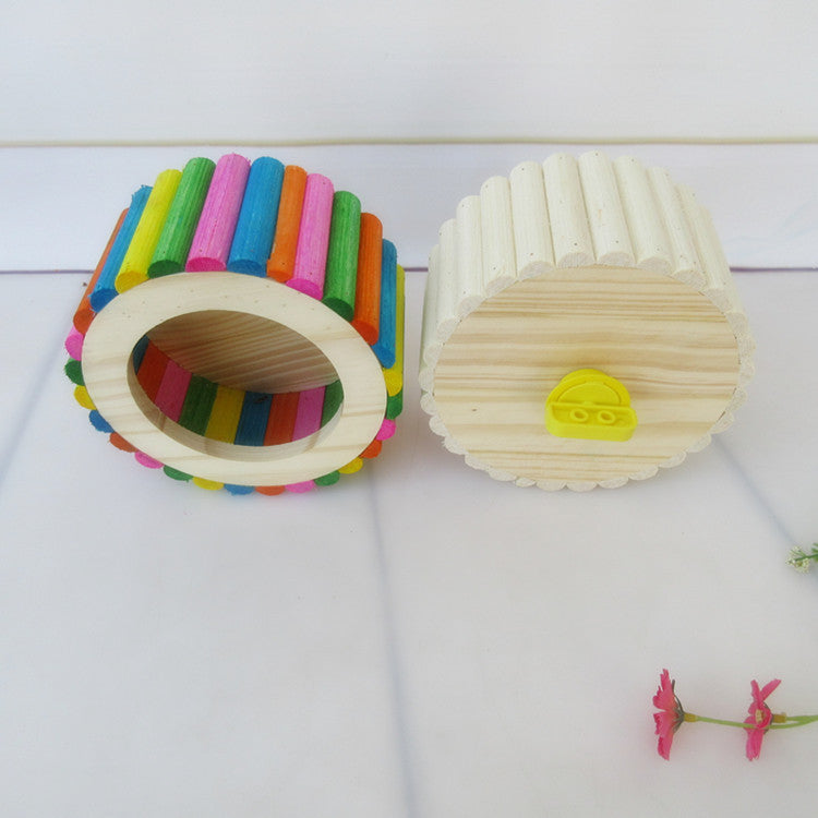Natural Wood Silent Exercise Wheel for Hamsters & Pets