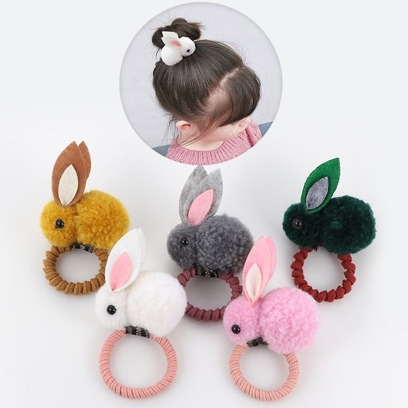 Cute Rabbit Hair Tie with Thick Rubber Band Accessory