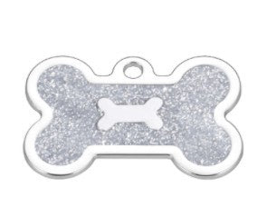 Zinc Alloy Double Bone Shape Pet ID Tag with Laser Engraving