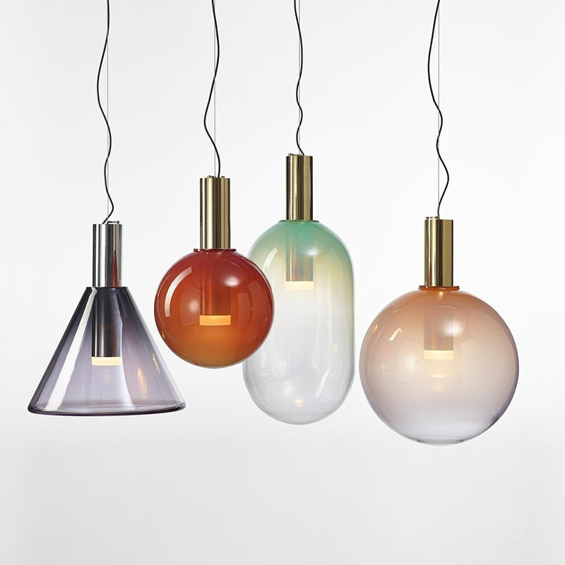 Nordic Geometric Stained Glass Chandelier