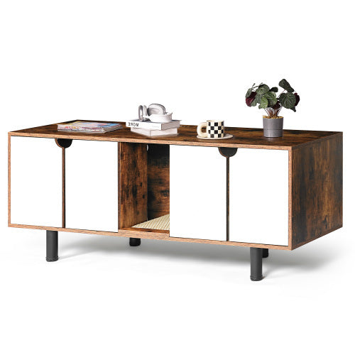 TV Stand Litter Box Cabinet for Two Cats
