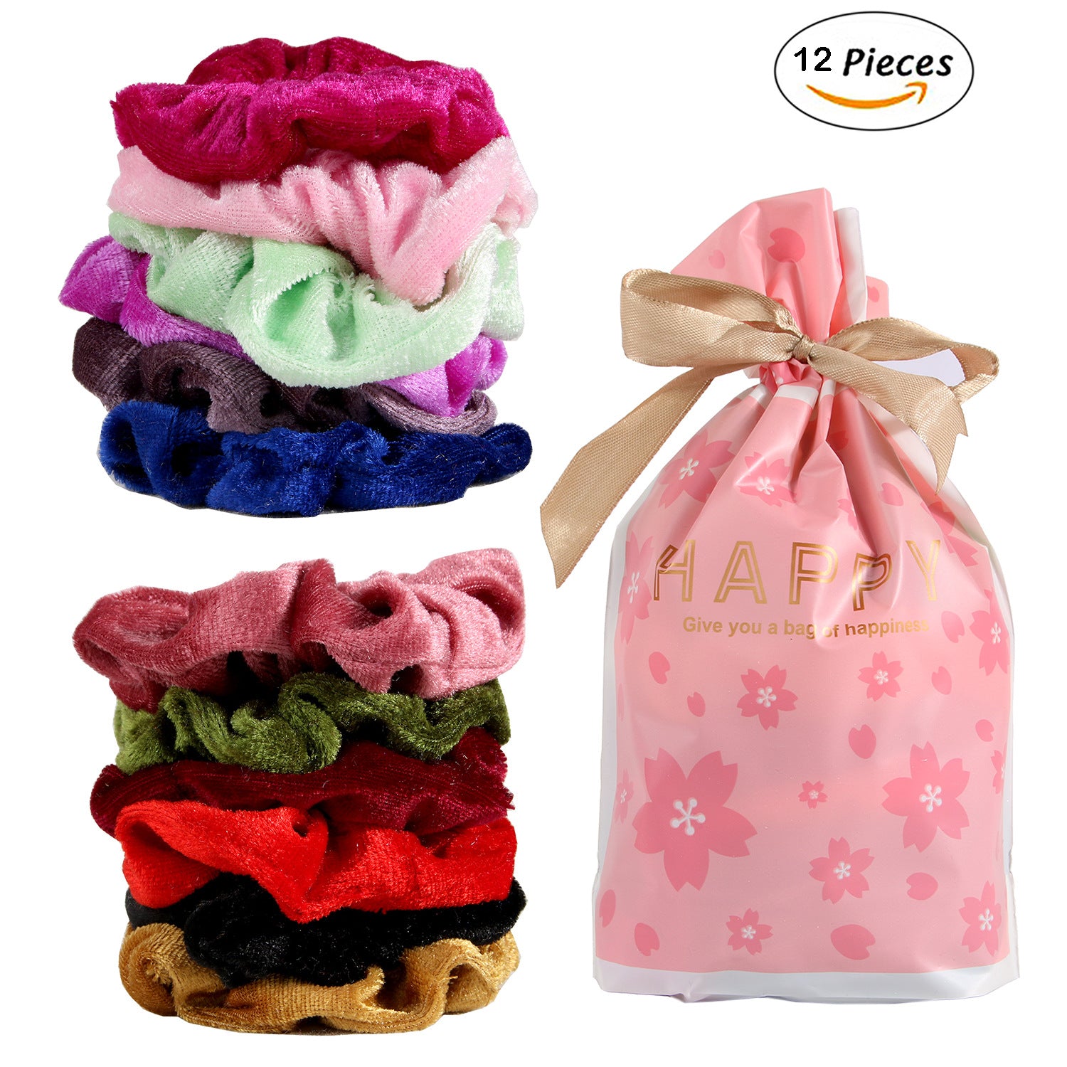 50 Color Velvet Hair Tie Set for Hair Bundling