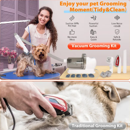 All-in-One Vacuum Pet Hair Clipper Kit
