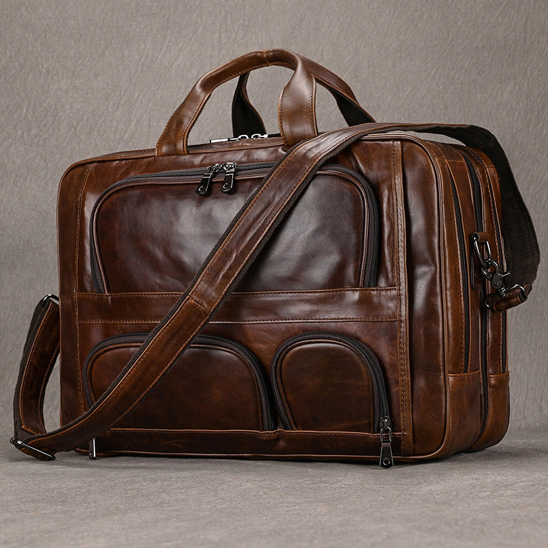 Leather Briefcase with 3 Compartments