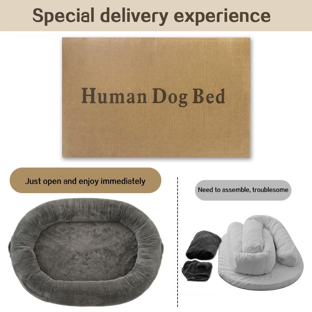 Large Human-Size Dog Bed, Light Gray