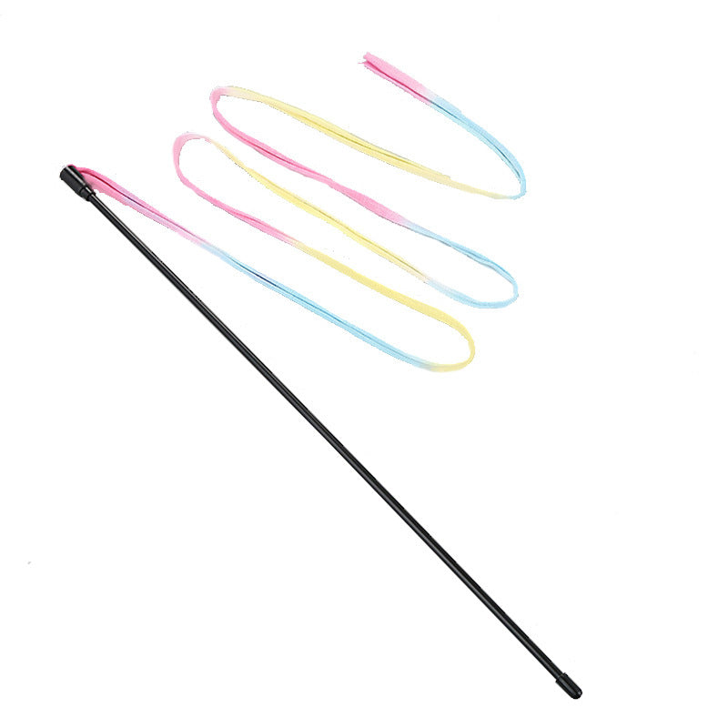Rainbow Ribbon Cat Teaser Wand for Interactive Play