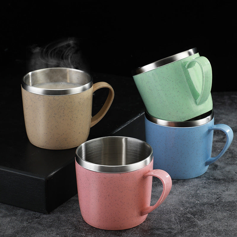 Stainless Steel Eco Mug with Wheat Straw