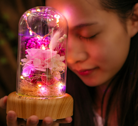 Bluetooth Speaker Night Light with Preserved Flowers