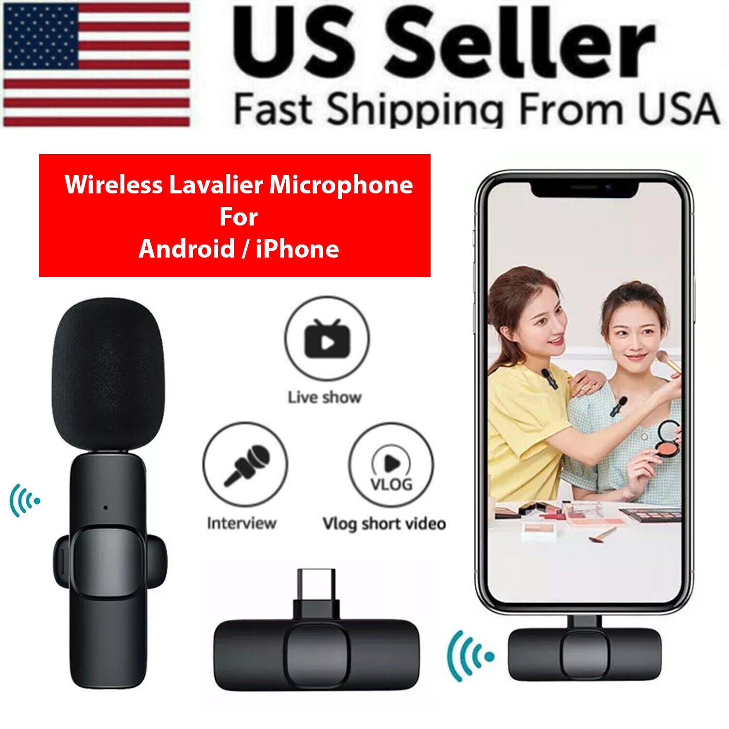 Lavalier Microphone Wireless Audio Video Recording Mini Mic
