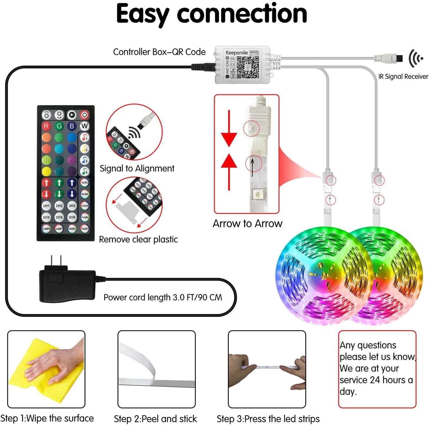 12V RGB LED Strip Light with Remote Control