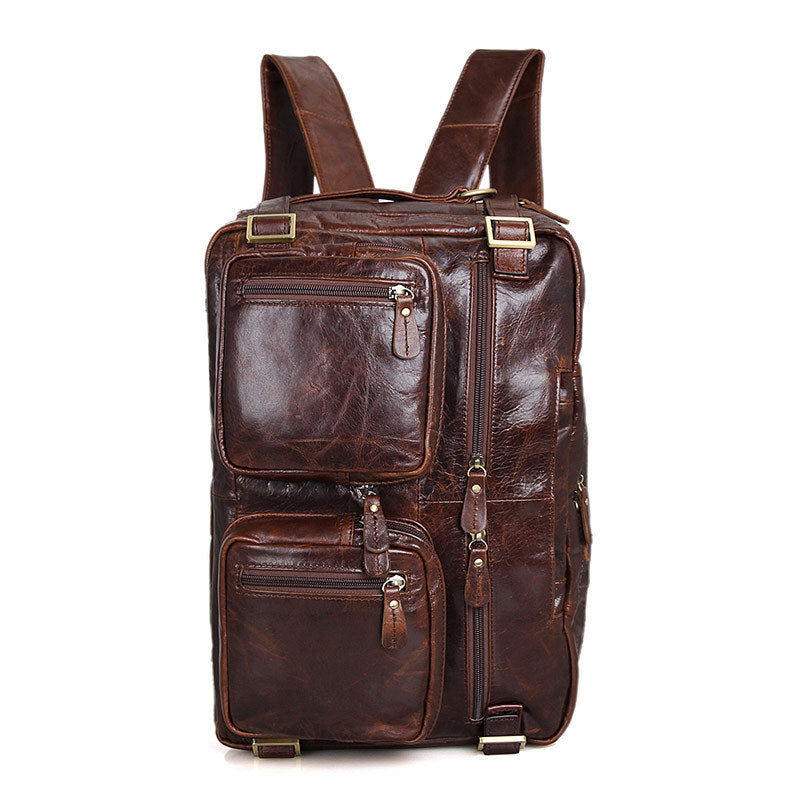 Men's Convertible Leather Handbag Backpack