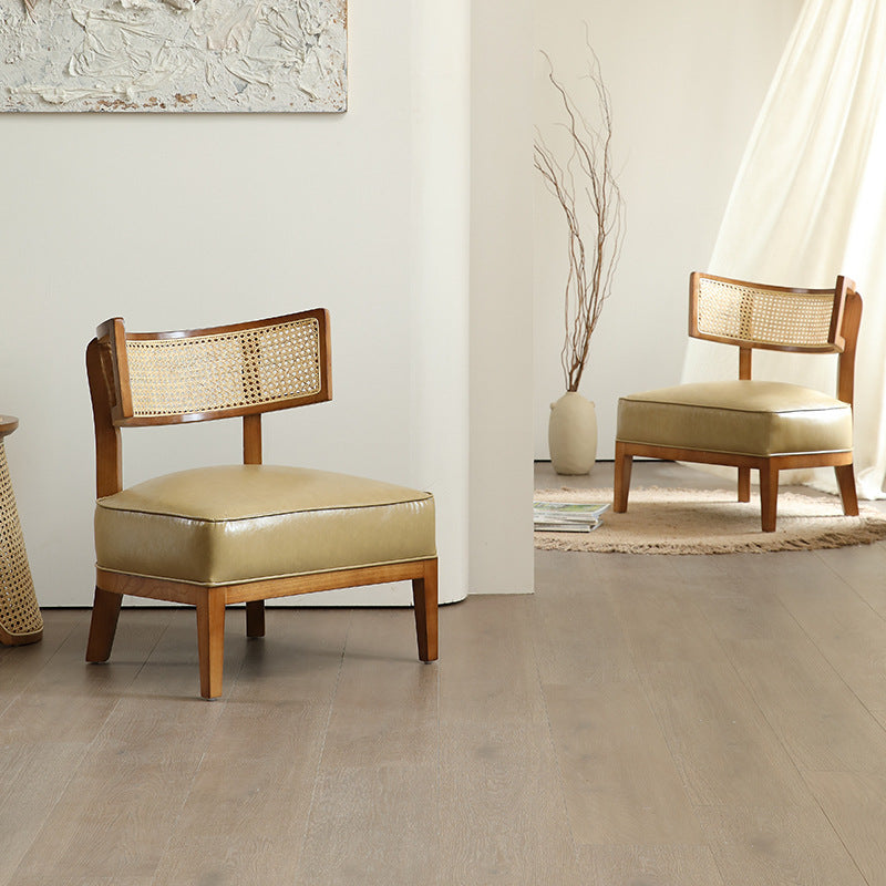 Solid Wood Rattan Lounge Chair