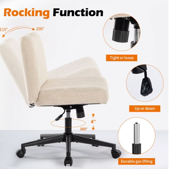 Linen Armless Swivel Rocking Chair