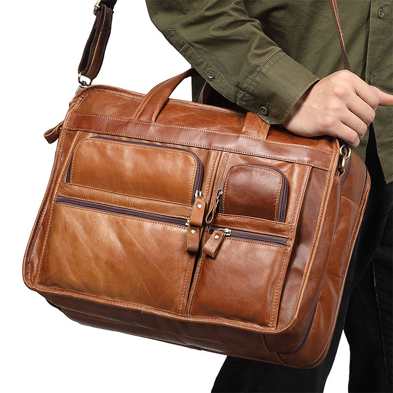 Genuine Leather Business Travel Messenger Bag