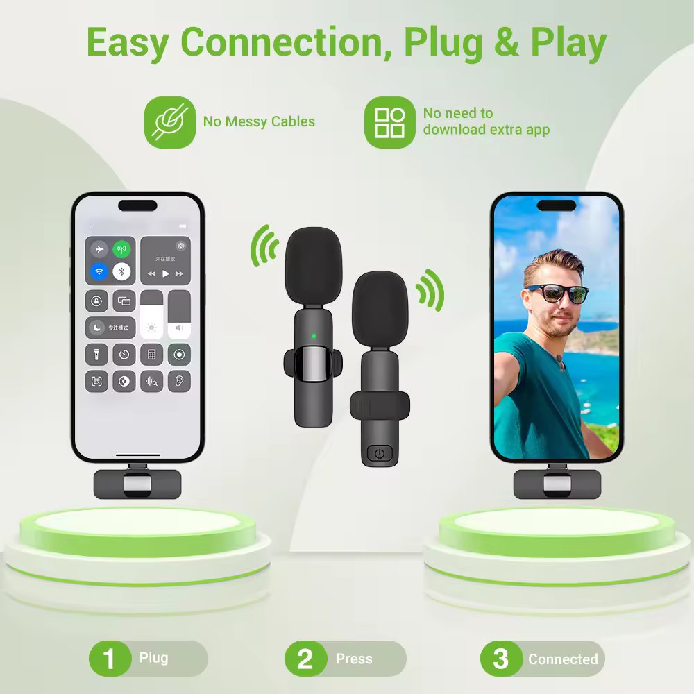 Wireless Stereo Lavalier Mini Lapel Smart Phone Microphone