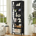 7-Tier Industrial Bookcase, Rustic Wood & Metal