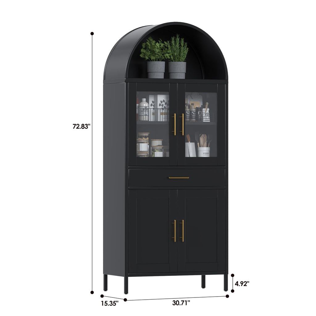 73in Arched Metal Display Cabinet
