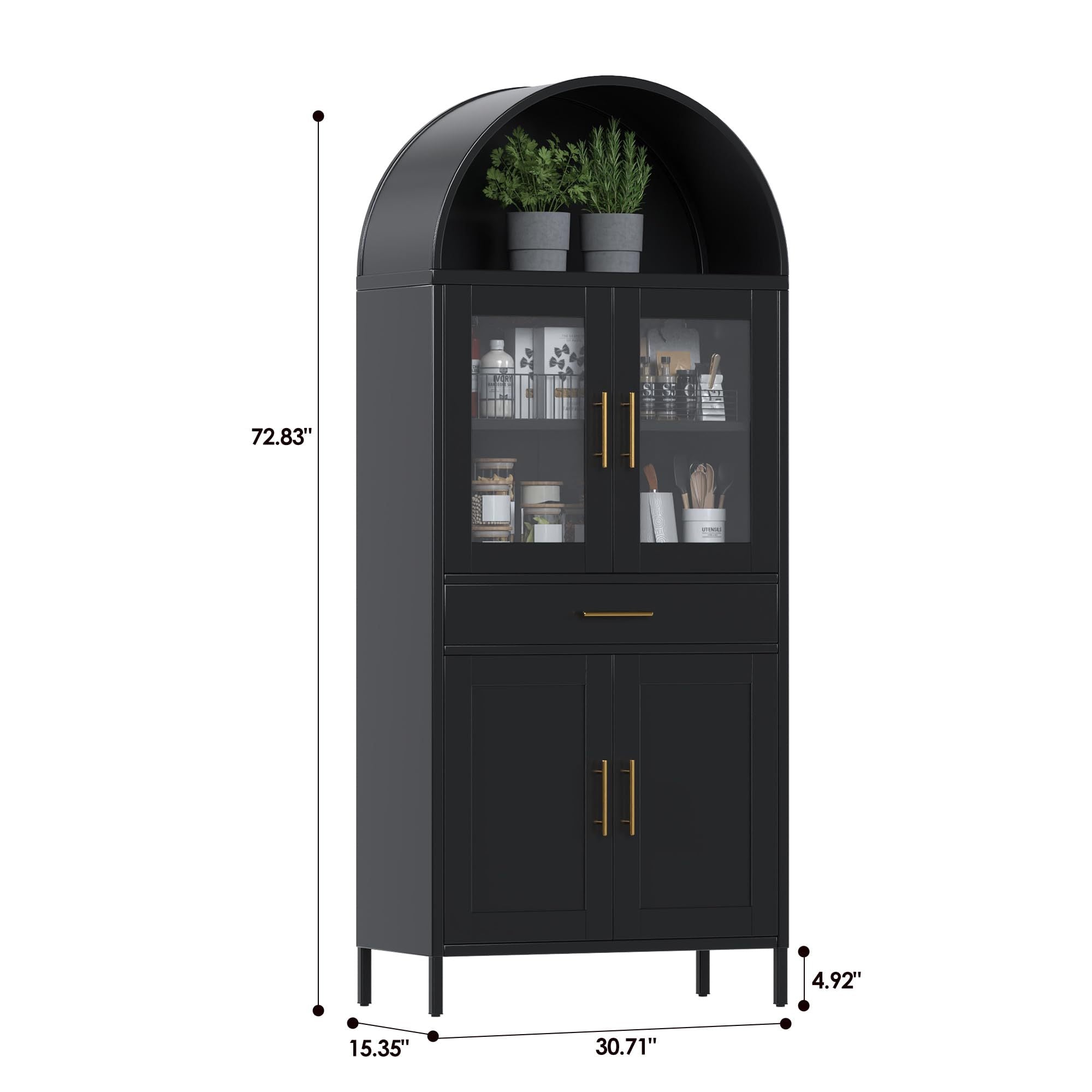 73in Arched Metal Display Cabinet