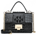 Crocodile-Embossed Shoulder Bag for Women