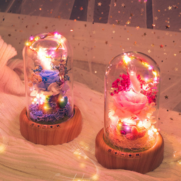 Bluetooth Speaker Night Light with Preserved Flowers