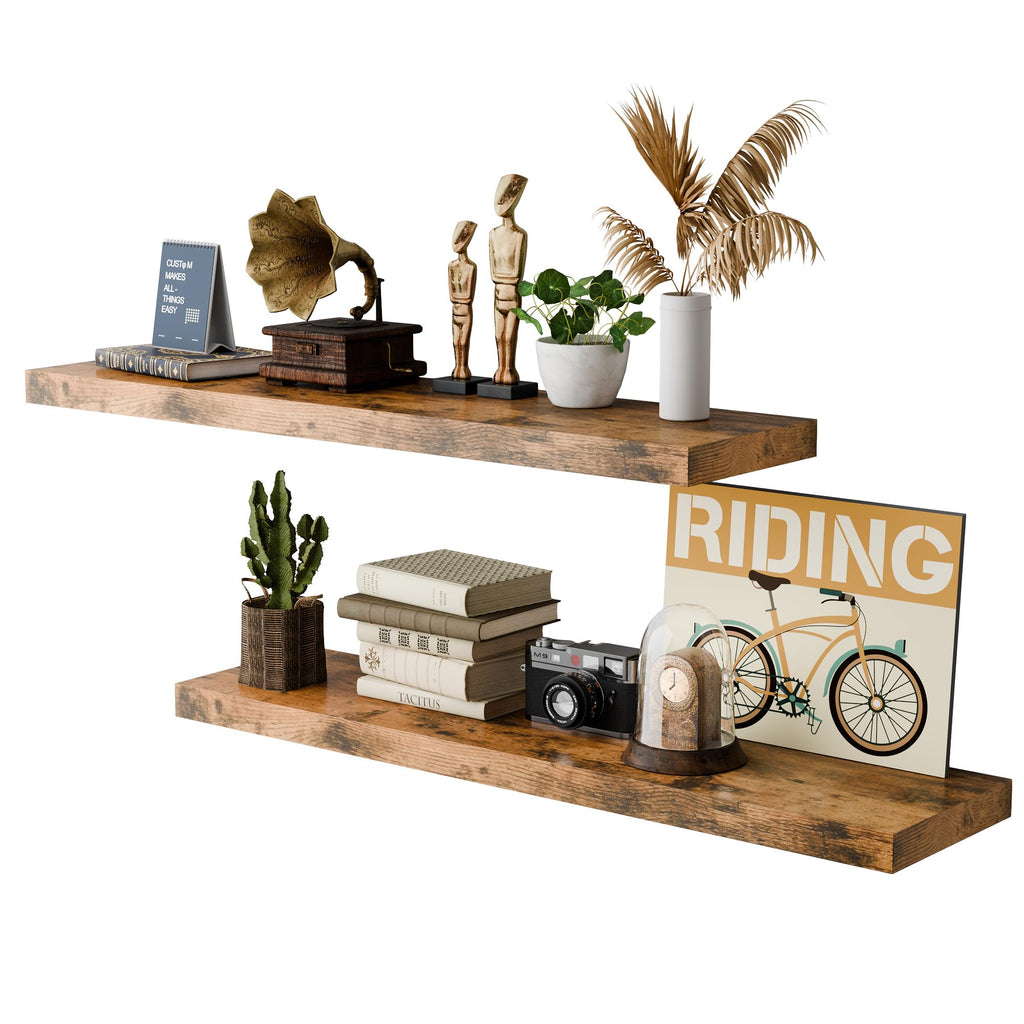 48-Inch Floating Shelves with Hidden Brackets, Set of 2
