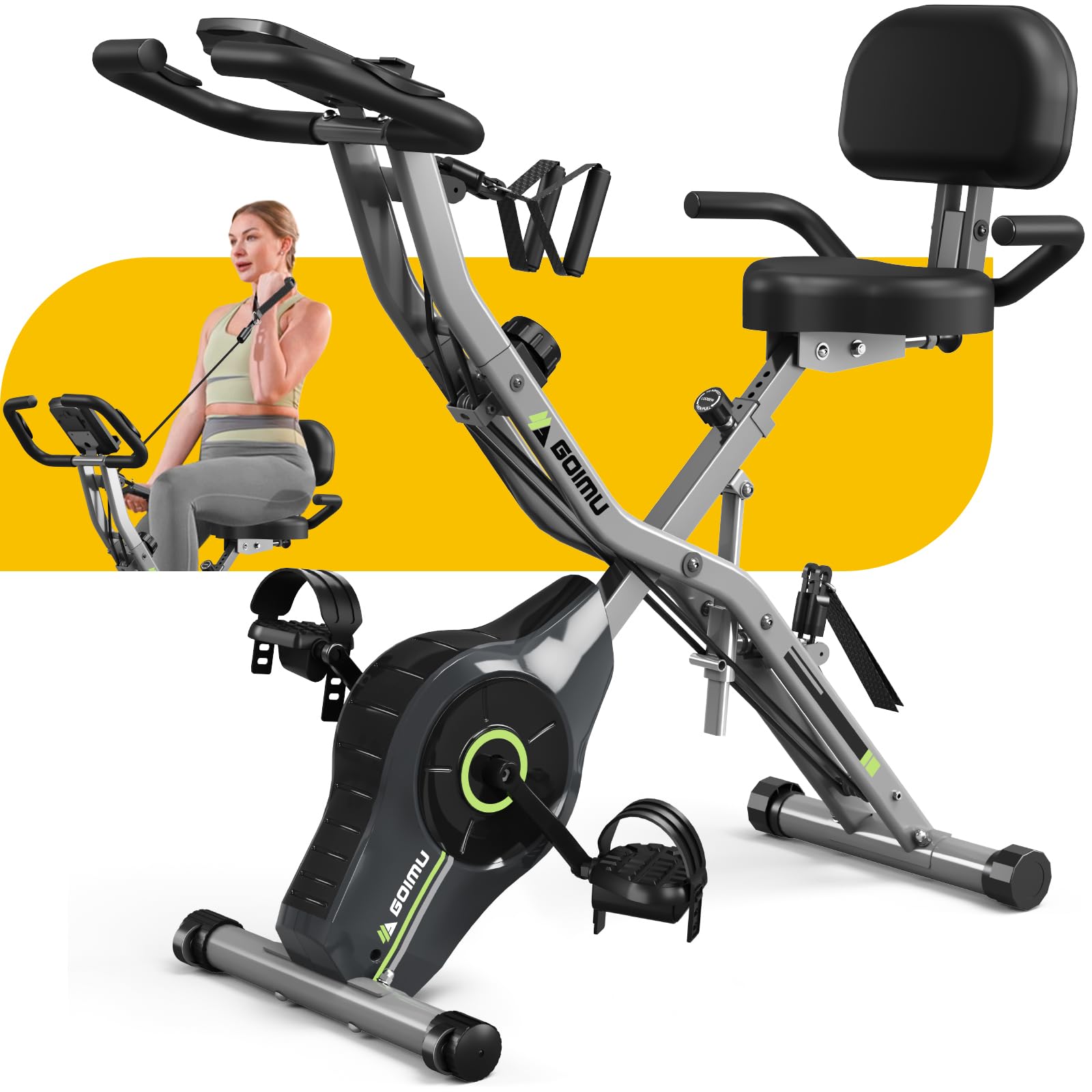 5-in-1 Foldable Exercise Bike, 8-Level Resistance