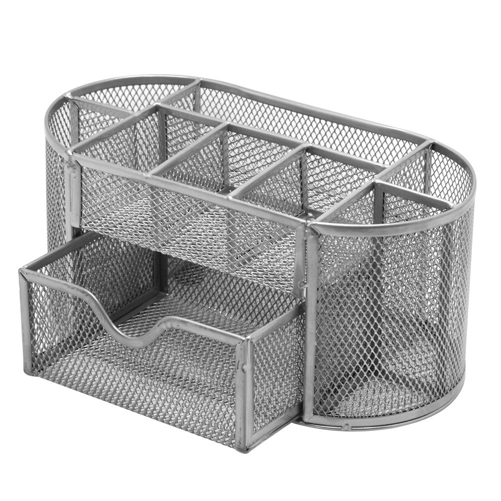 Iron Desk Organizer with Eight Compartments and Drawers