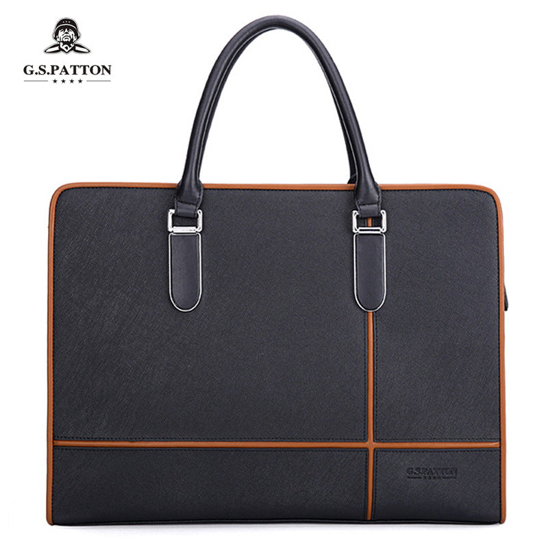 Leather Briefcase Crossbody Bag