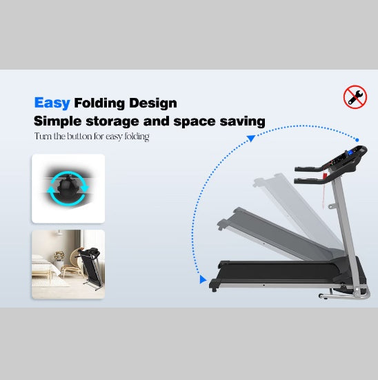 Motorized Folding Treadmill, 2.5HP