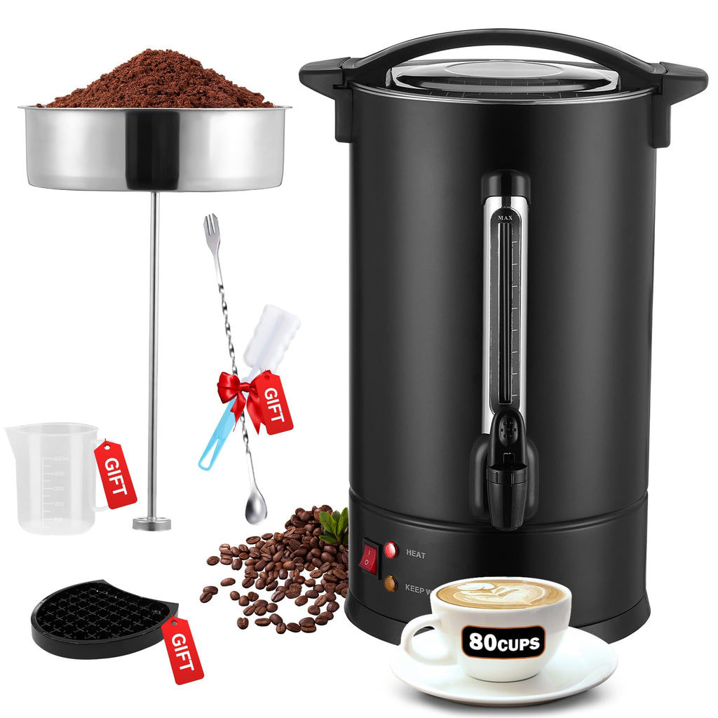 80-Cup Commercial Coffee Urn, 12L Stainless Steel