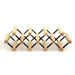 Modular Square Wine Rack, Pine Wood and Metal Frame