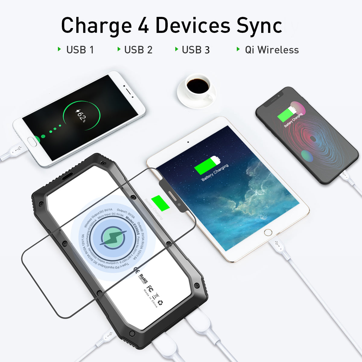 Sun Chaser Mini Solar Wireless Charger with LED Flood Light