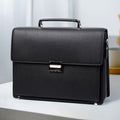 Leather Briefcase with Combination Lock, Large Capacity
