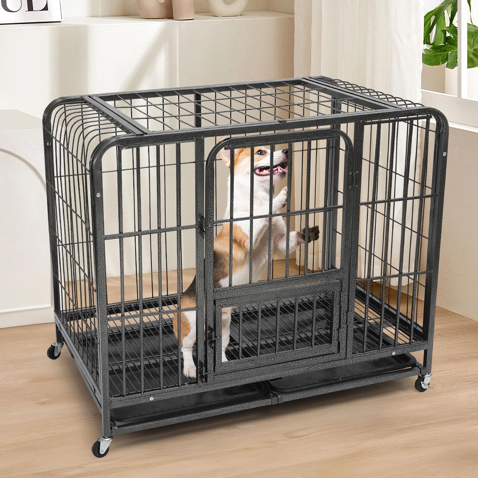 30in Wire Dog Crate with Lockable Wheels