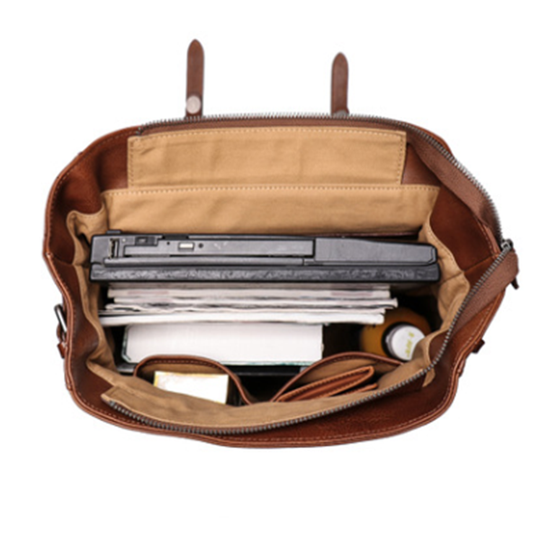 Large Capacity Leather Travel Backpack
