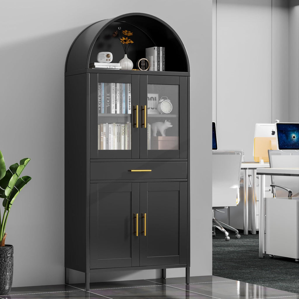 73in Arched Metal Display Cabinet