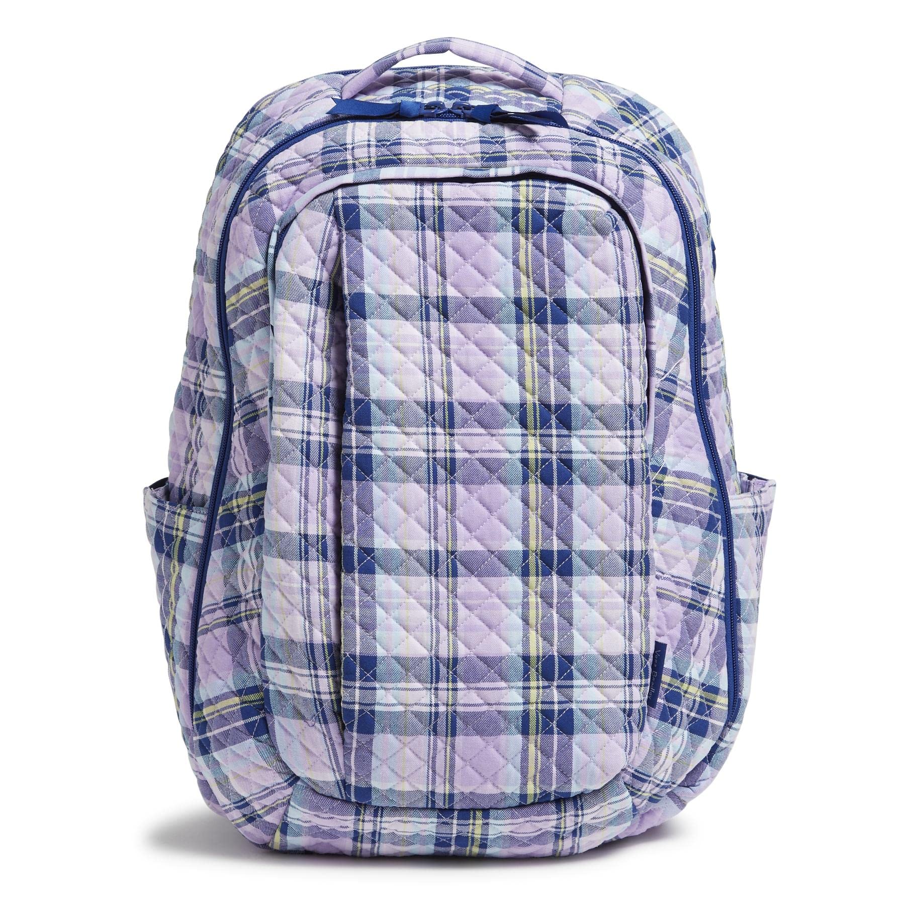 Vera Bradley Recycled Cotton Large Travel Backpack, Amethyst Plaid