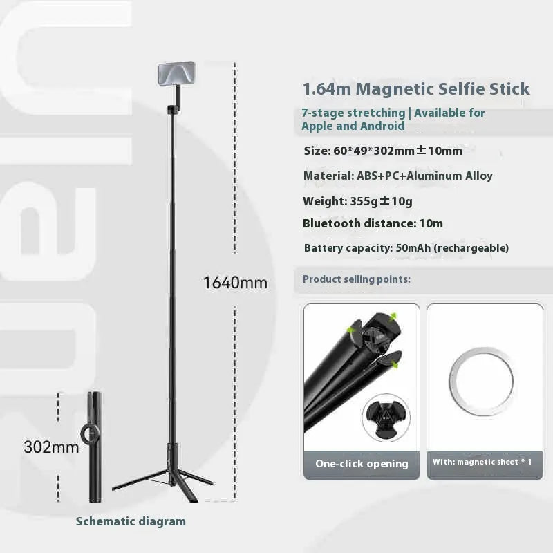 Selfie Stick Bluetooth with Magnetic Mobile Phone Mount