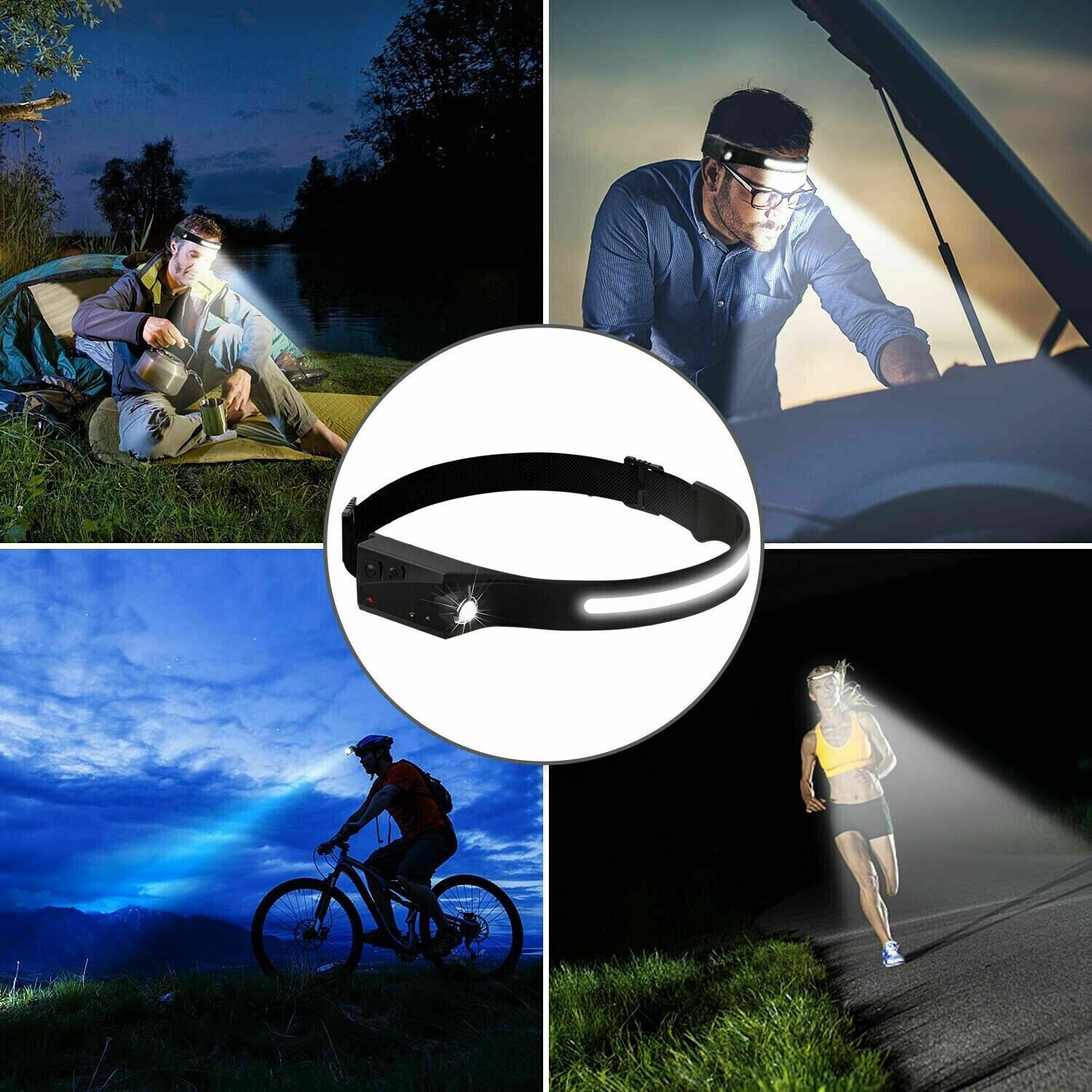 COB LED Headlamp USB Rechargeable