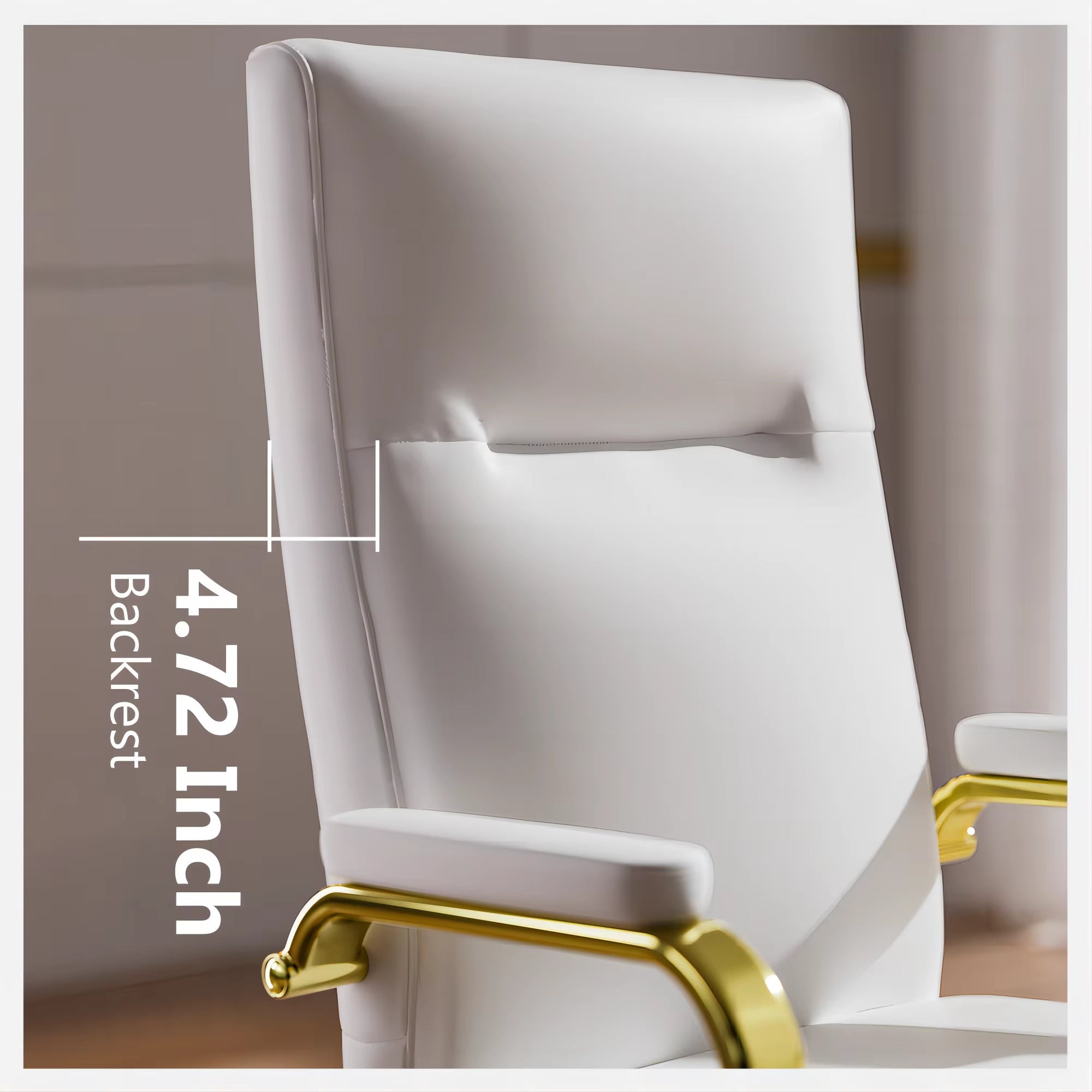 Executive High-Back Leather Office Chair with Gold Accents
