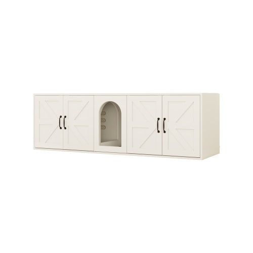 Modern Double-Room Litter Box Cabinet, White