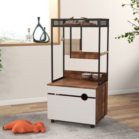 Litter Box Cabinet with Cat Tree Tower