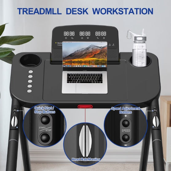 Walking Pad Treadmill with Long Handrails