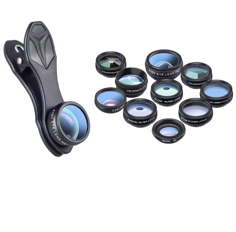 10-in-1 Smartphone Lens Kit with Fisheye and Macro Filters