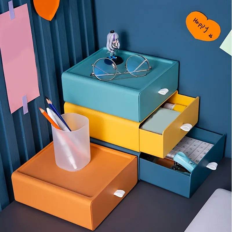 Desktop Drawer Organizer - Stackable Plastic Storage Box