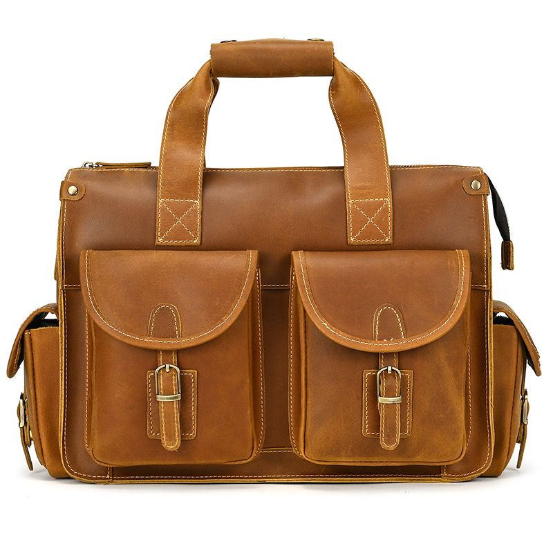 Retro Leather Men's Portable Briefcase