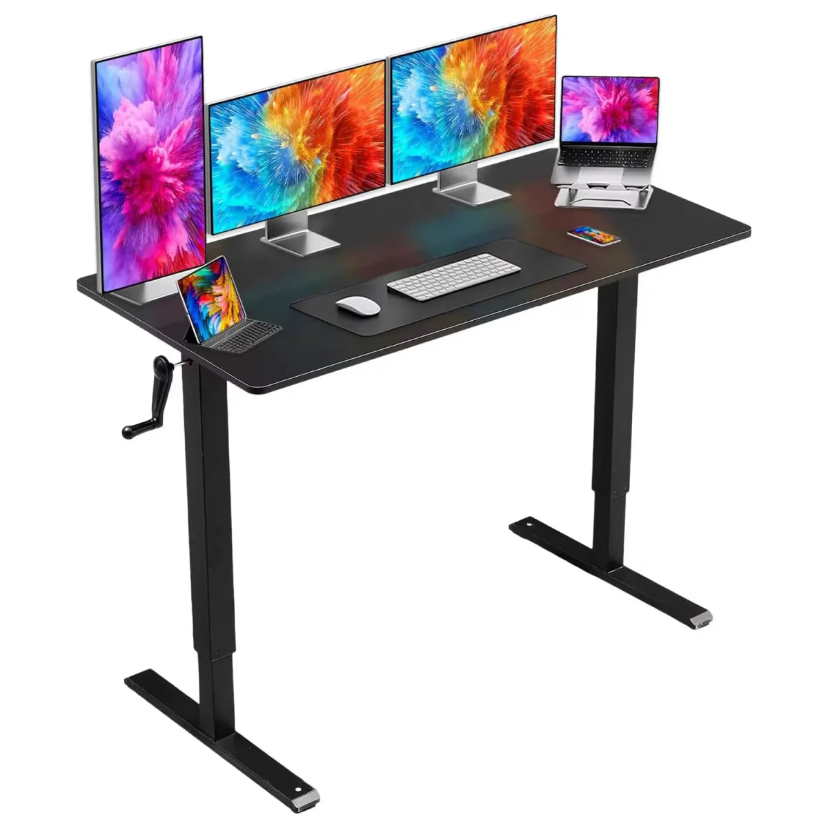Hand-Crank Height-Adjustable Office Desk