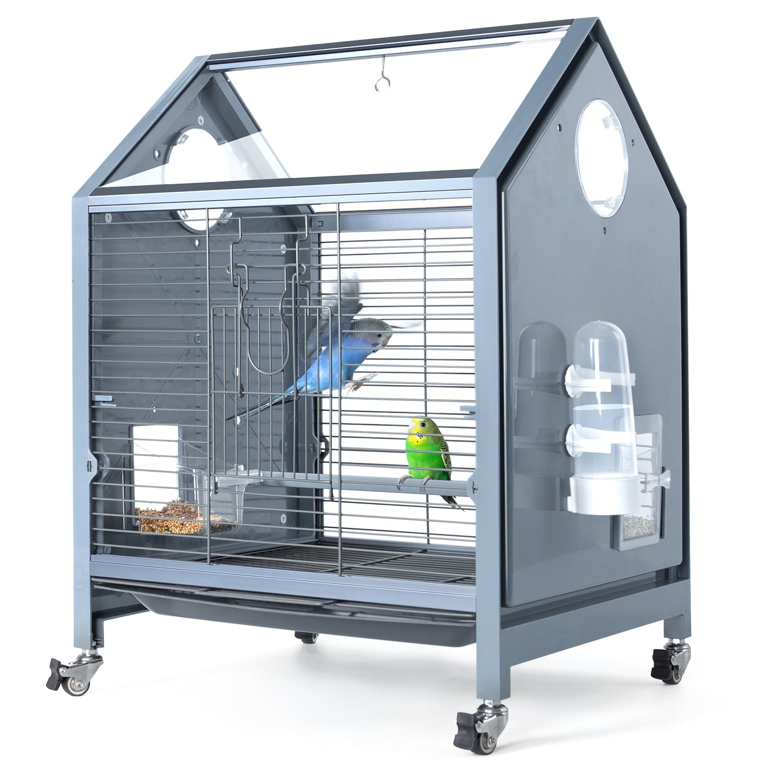 OIIBO 25in Rolling Acrylic Bird Cage